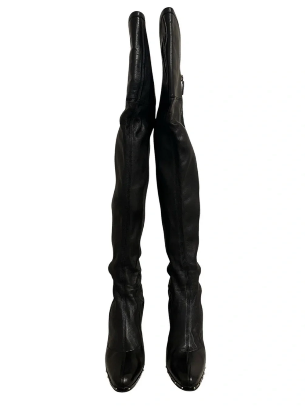 GUCCI Tom Ford Era Black Leather Studded Platform OTK Runway Boot Y2K Fall 2003